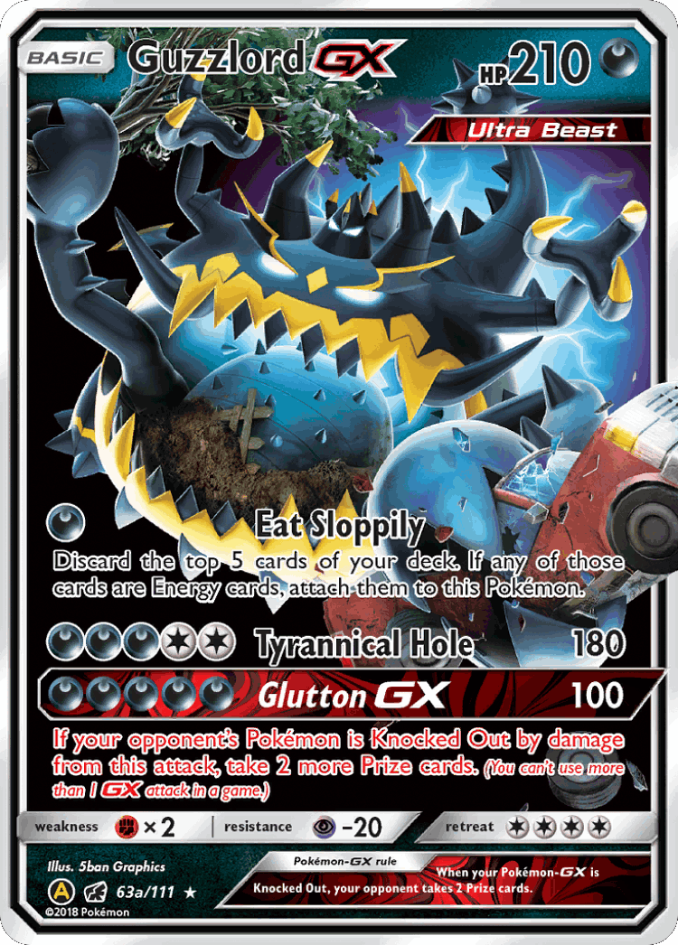 Guzzlord-GX #63 from Crimson Invasion - Rare Holo GX - Illustrated by 5ban Graphics