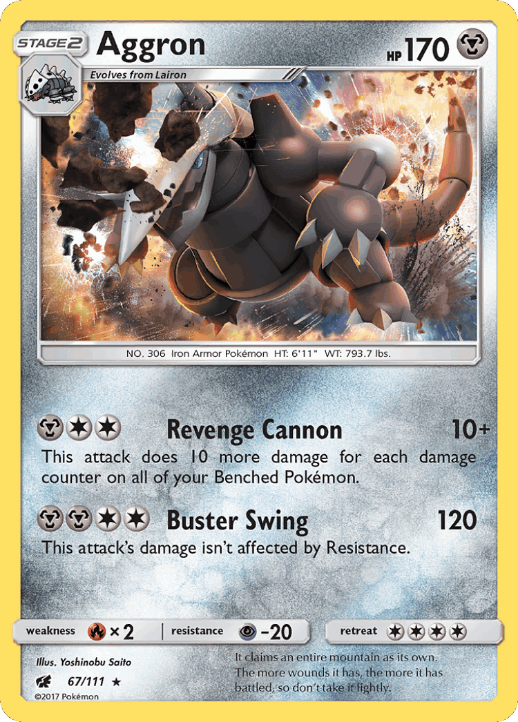 Aggron #67 from Crimson Invasion - Rare Holo - Illustrated by Yoshinobu Saito