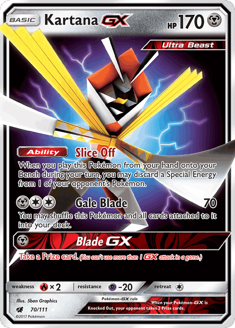 Kartana-GX #70 from Crimson Invasion - Rare Holo GX - Illustrated by 5ban Graphics
