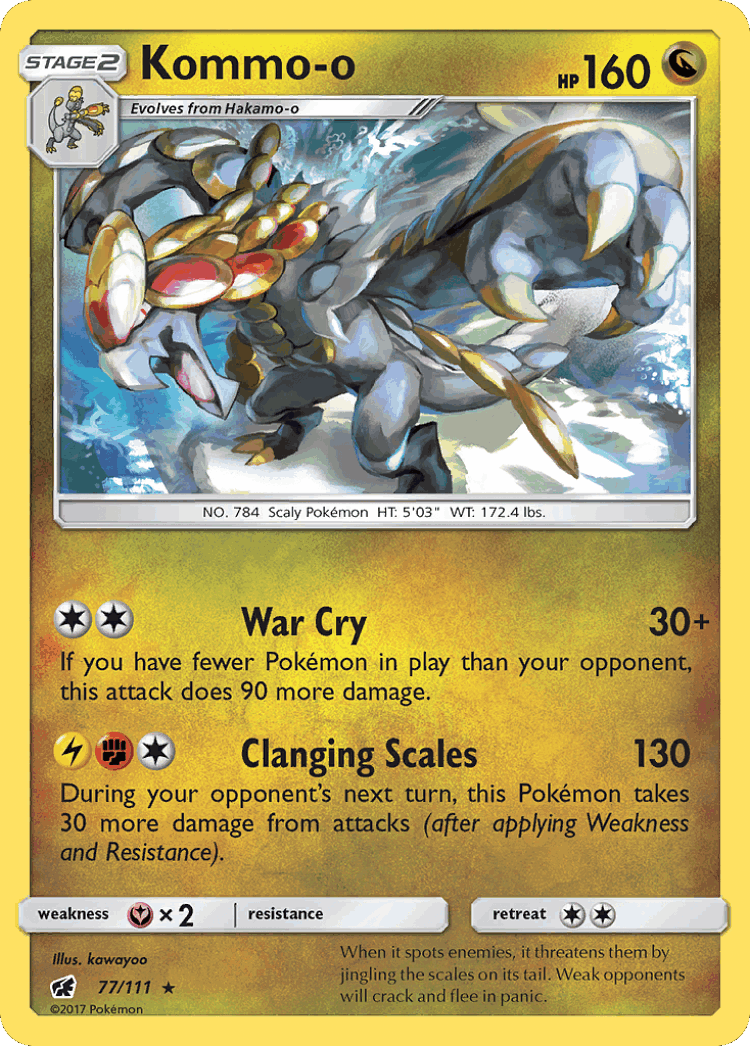 Kommo-o #77 from Crimson Invasion - Rare - Illustrated by kawayoo