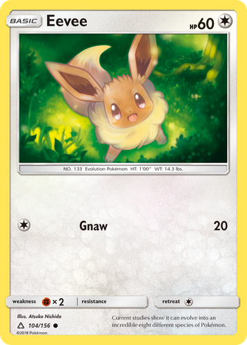 Eevee #104 from Ultra Prism - Common - Illustrated by Atsuko Nishida