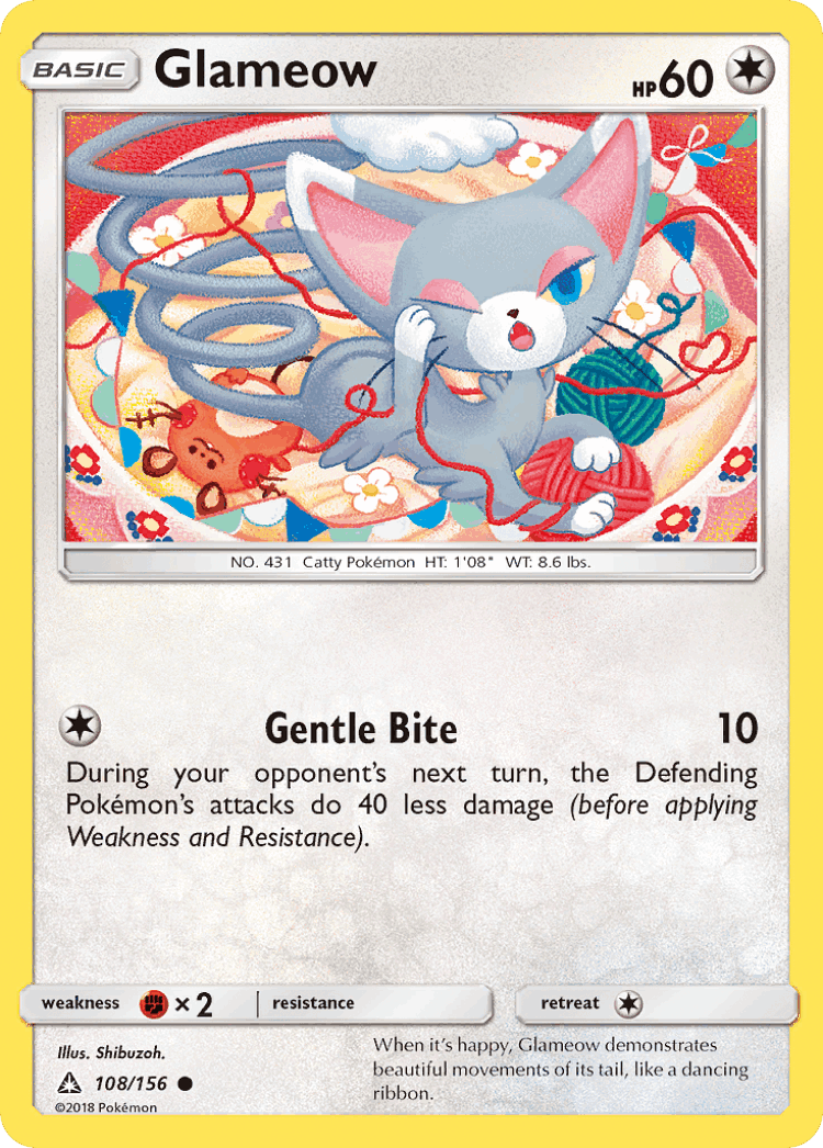 Glameow #108 from Ultra Prism - Common - Illustrated by Shibuzoh.
