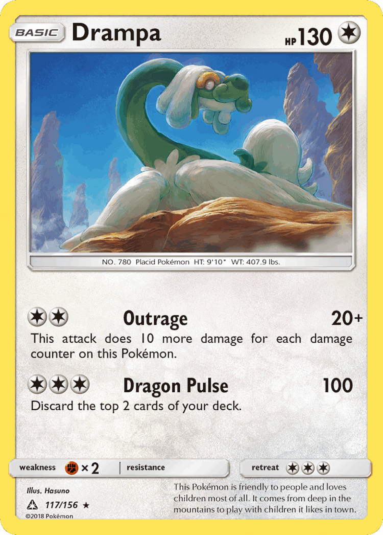 Drampa #117 from Ultra Prism - Rare Holo - Illustrated by Hasuno