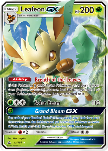 Leafeon-GX #13 from Ultra Prism - Rare Holo GX - Illustrated by 5ban Graphics