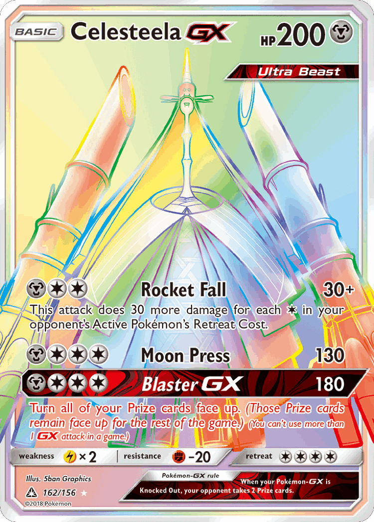 Celesteela-GX #162 from Ultra Prism - Rare Rainbow - Illustrated by 5ban Graphics