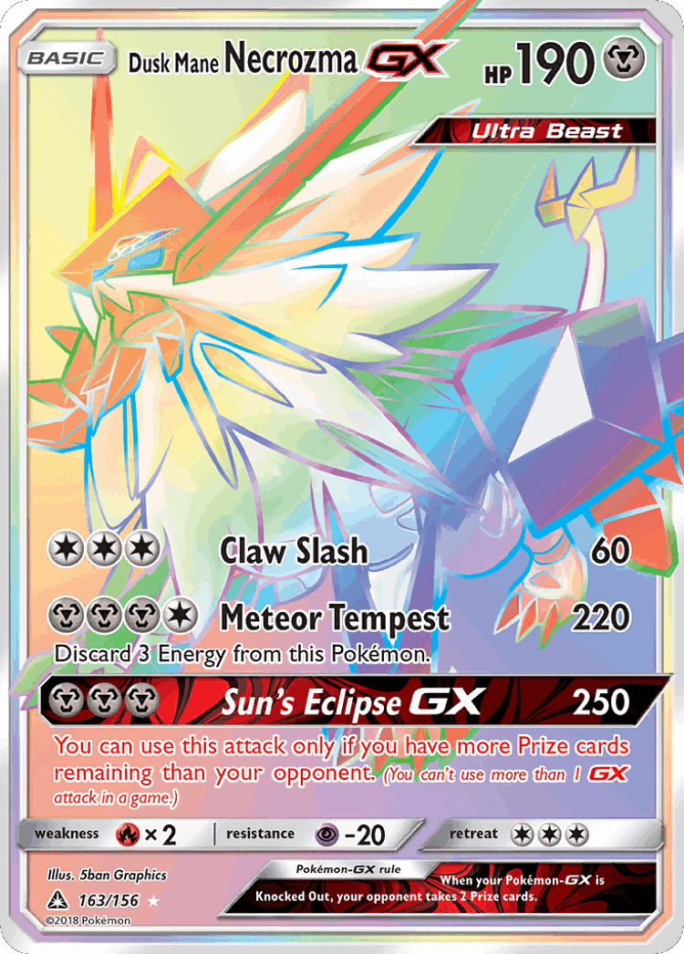 Dusk Mane Necrozma-GX #163 from Ultra Prism - Rare Rainbow - Illustrated by 5ban Graphics