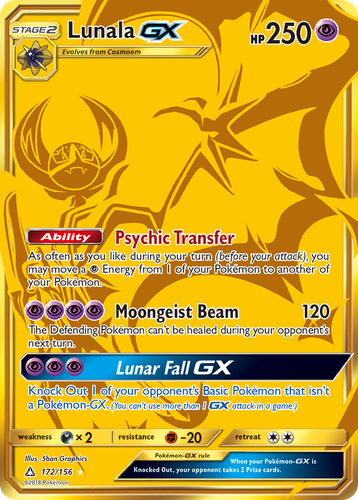 Lunala-GX #172 from Ultra Prism - Rare Secret - Illustrated by 5ban Graphics