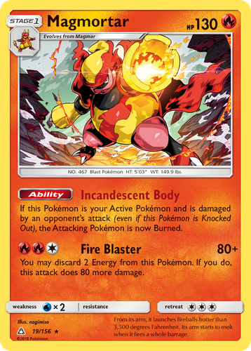 Magmortar #19 from Ultra Prism - Rare Holo - Illustrated by nagimiso