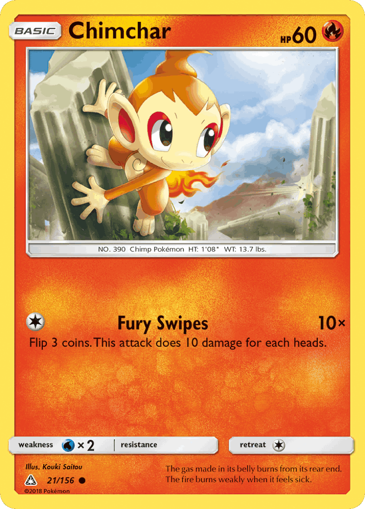 Chimchar #21 from Ultra Prism - Common - Illustrated by Kouki Saitou