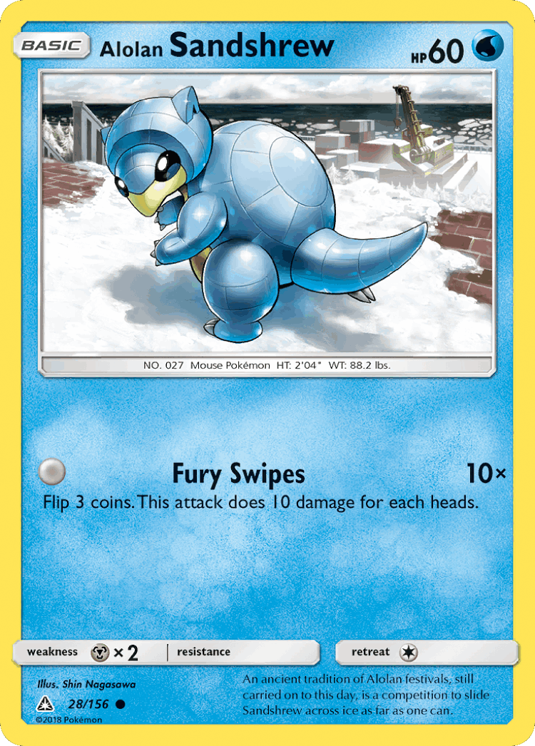 Alolan Sandshrew #28 from Ultra Prism - Common - Illustrated by Shin Nagasawa