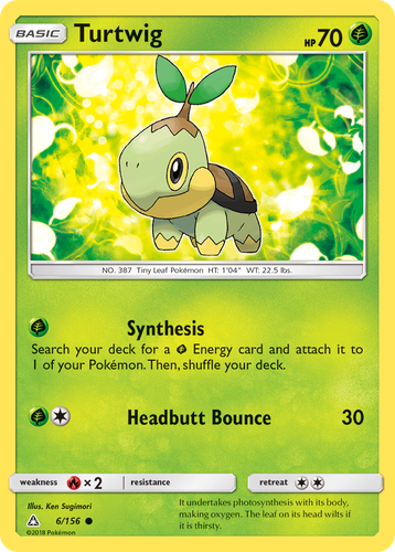 Turtwig #6 from Ultra Prism - Common - Illustrated by Ken Sugimori
