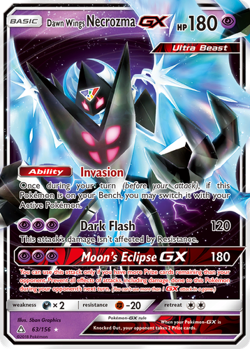 Dawn Wings Necrozma-GX #63 from Ultra Prism - Rare Holo GX - Illustrated by 5ban Graphics