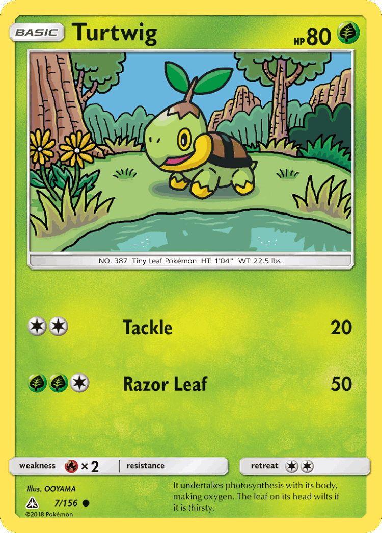Turtwig #7 from Ultra Prism - Common - Illustrated by OOYAMA