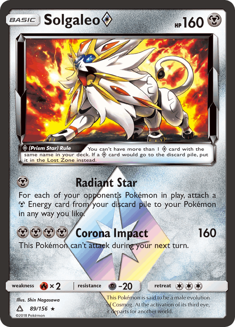 Solgaleo ◇ #89 from Ultra Prism - Rare Prism Star - Illustrated by Shin Nagasawa