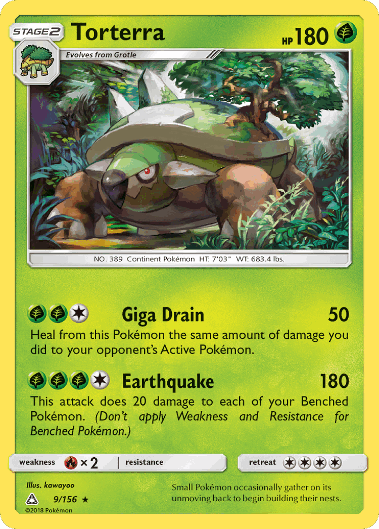 Torterra #9 from Ultra Prism - Rare Holo - Illustrated by kawayoo