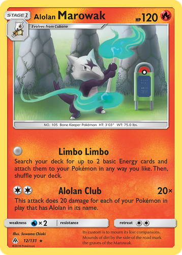 Alolan Marowak #12 from Forbidden Light - Rare - Illustrated by Suwama Chiaki