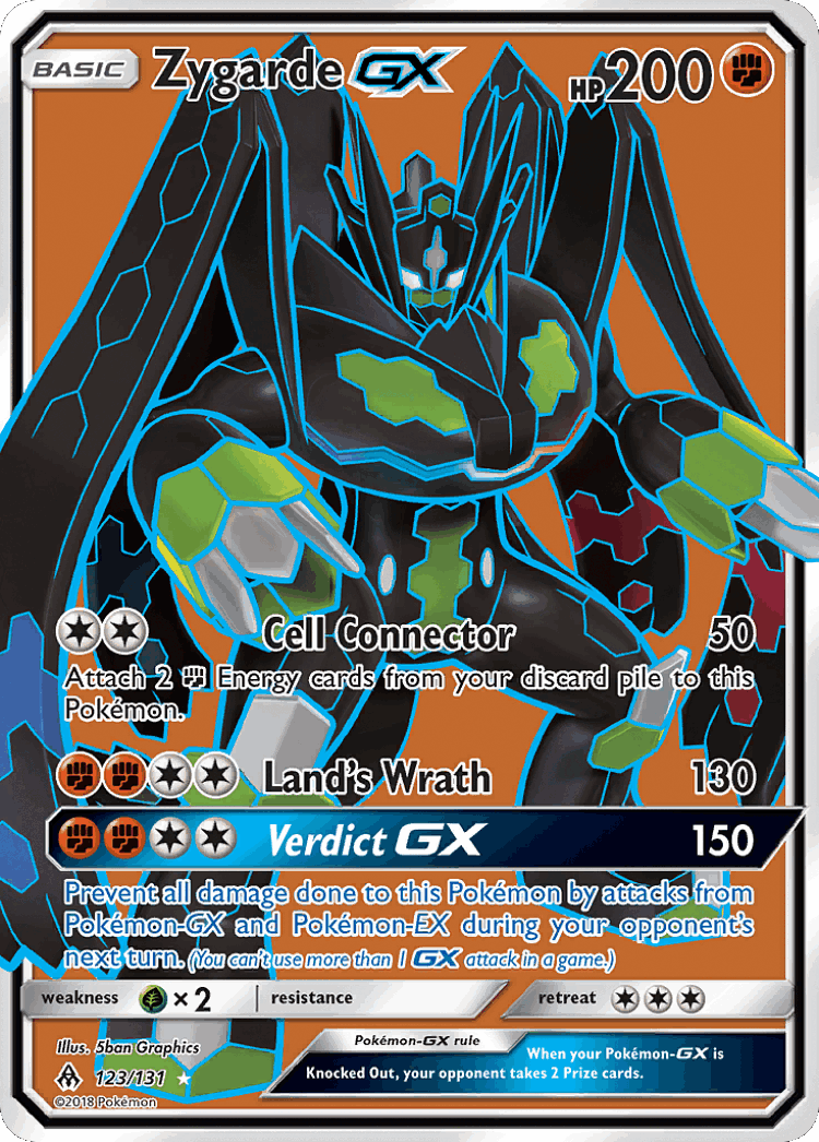 Zygarde-GX #123 from Forbidden Light - Rare Ultra - Illustrated by 5ban Graphics