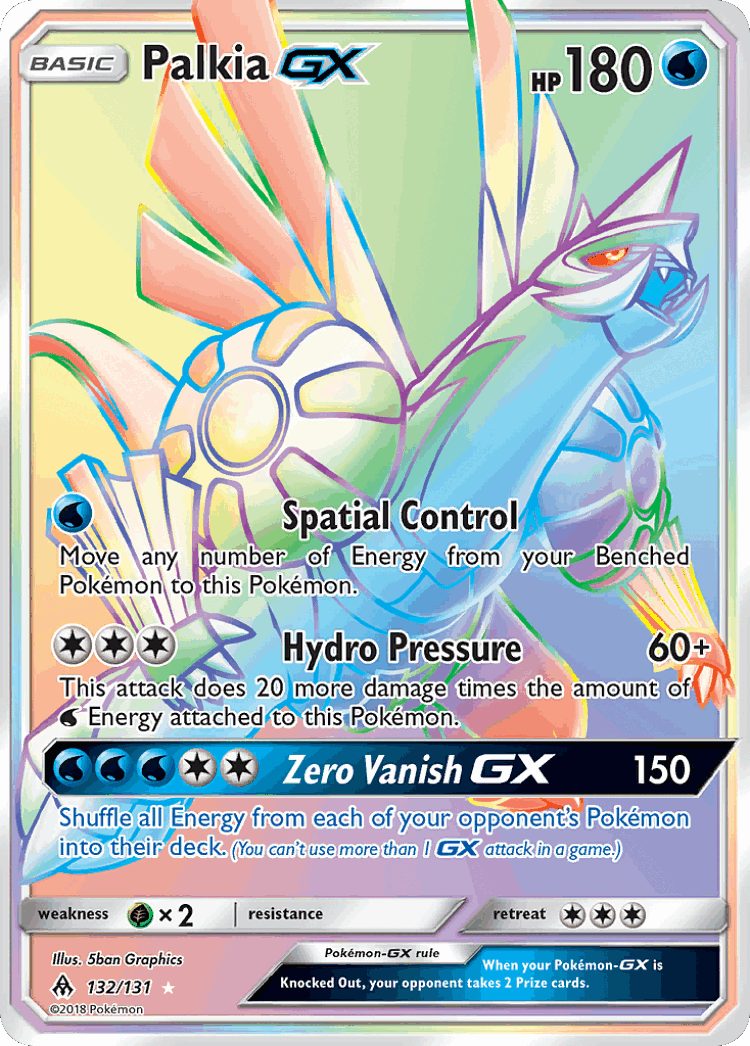 Palkia-GX #132 from Forbidden Light - Rare Rainbow - Illustrated by 5ban Graphics
