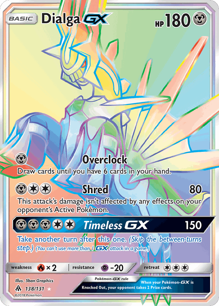 Dialga-GX #138 from Forbidden Light - Rare Rainbow - Illustrated by 5ban Graphics
