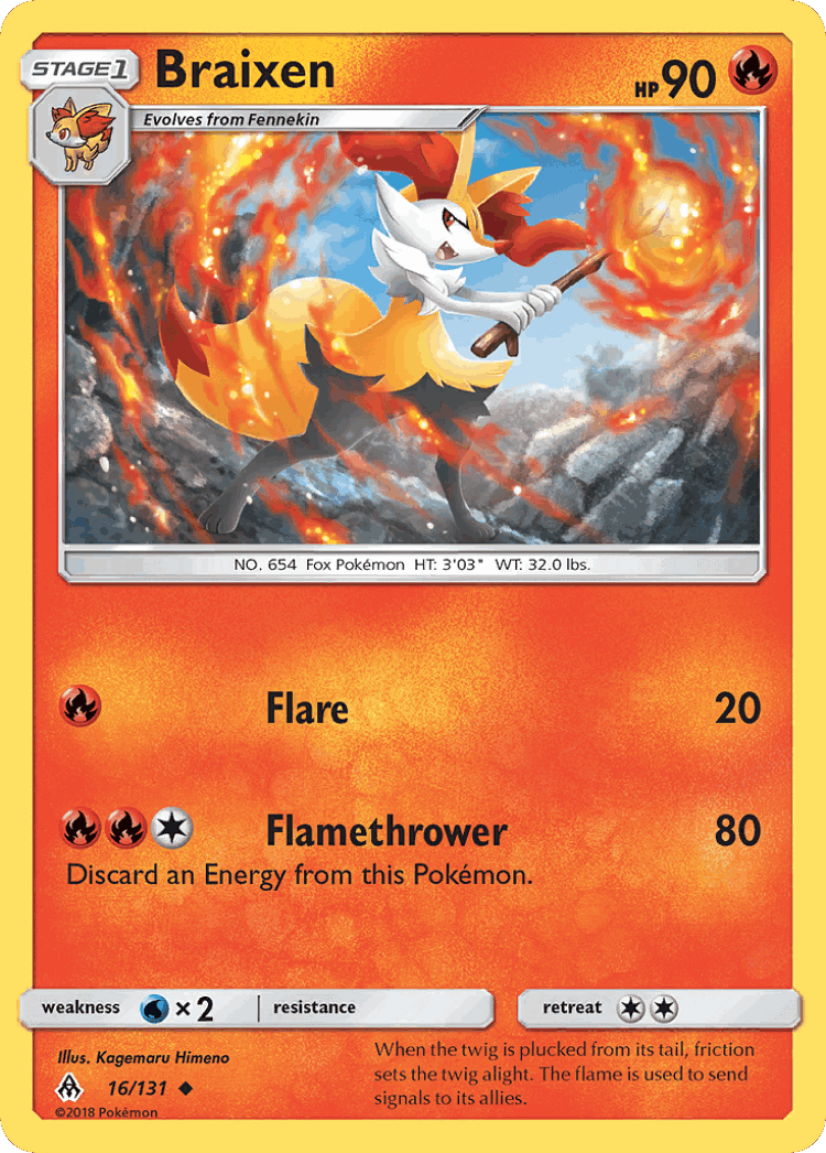 Braixen #16 from Forbidden Light - Uncommon - Illustrated by Kagemaru Himeno