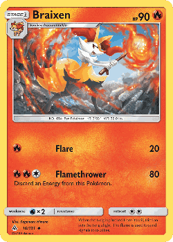 Braixen Pokémon TCG card art