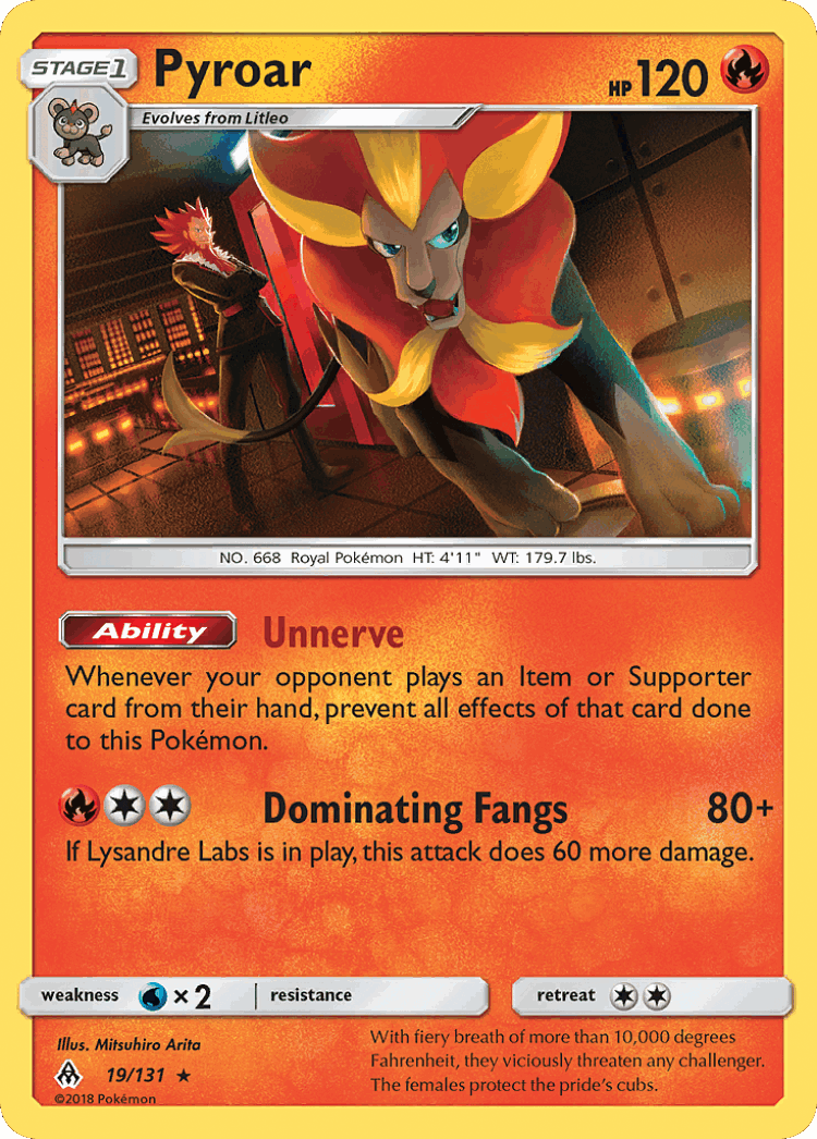Pyroar #19 from Forbidden Light - Rare Holo - Illustrated by Mitsuhiro Arita