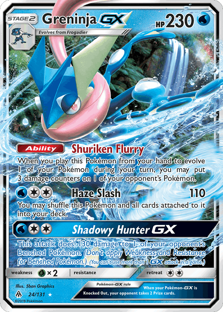 Greninja-GX #24 from Forbidden Light - Rare Holo GX - Illustrated by 5ban Graphics