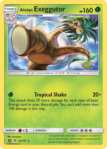 Alolan Exeggutor #2 from Forbidden Light - Rare - Illustrated by kawayoo