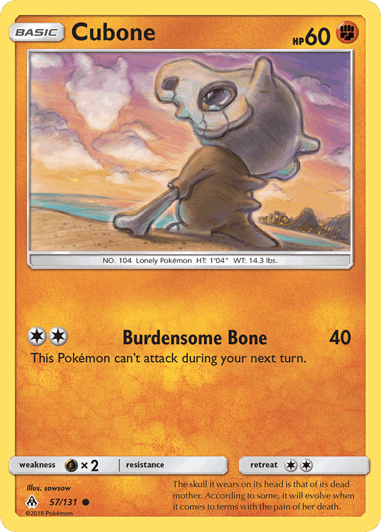 Cubone #57 from Forbidden Light - Common - Illustrated by sowsow