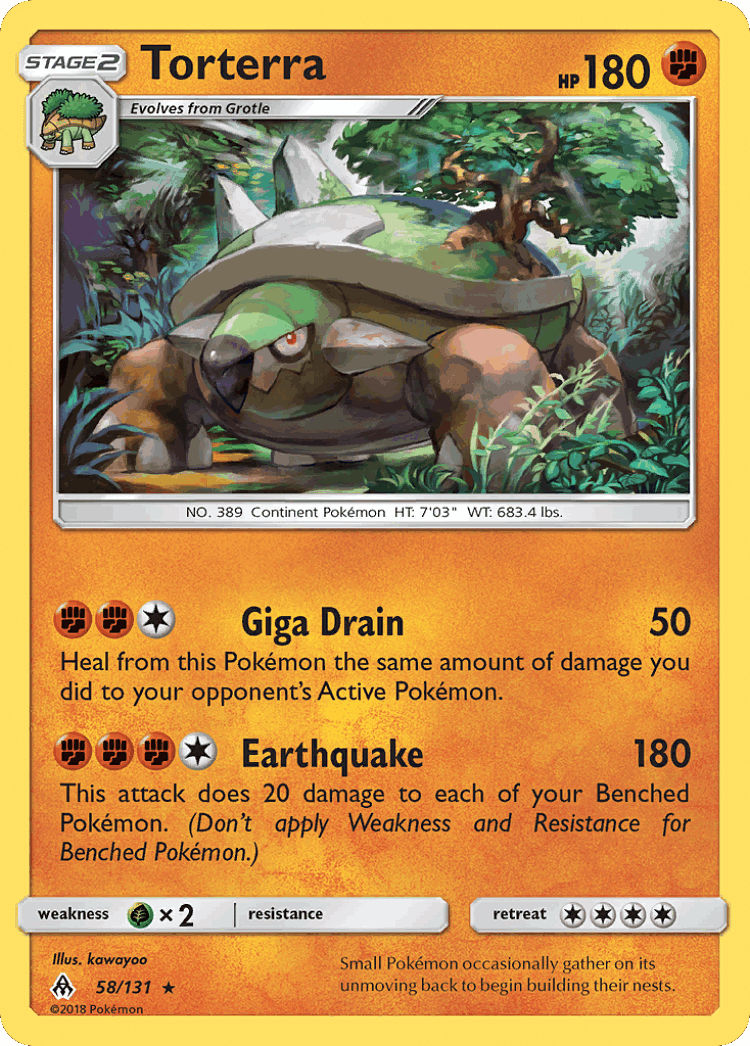 Torterra #58 from Forbidden Light - Rare - Illustrated by kawayoo