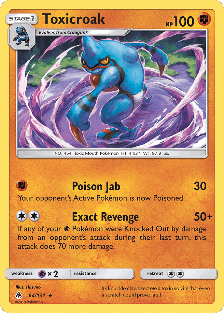 Toxicroak #64 from Forbidden Light - Rare - Illustrated by Hasuno