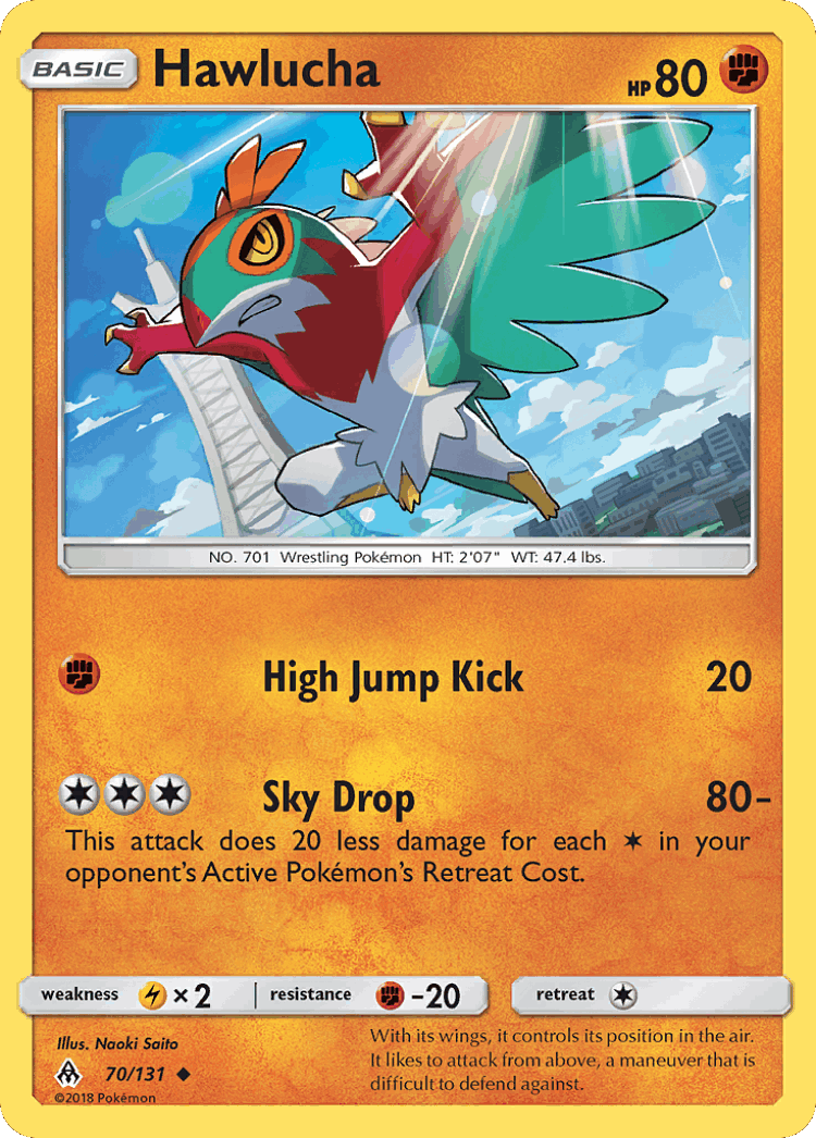 Hawlucha #70 from Forbidden Light - Uncommon - Illustrated by Naoki Saito