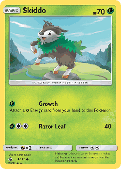 Skiddo Pokémon TCG card art