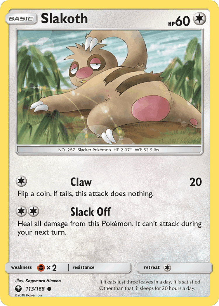 Slakoth #113 from Celestial Storm - Common - Illustrated by Kagemaru Himeno