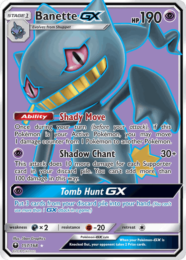 Banette-GX #157 from Celestial Storm - Rare Ultra - Illustrated by 5ban Graphics