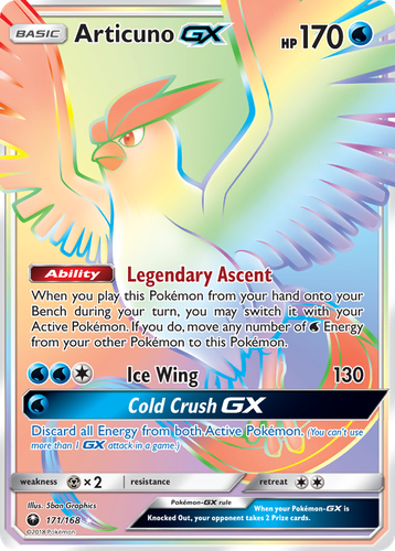 Articuno-GX #171 from Celestial Storm - Rare Rainbow - Illustrated by 5ban Graphics