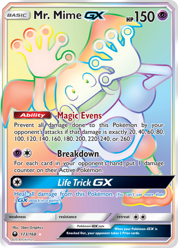 Mr. Mime-GX #173 from Celestial Storm - Rare Rainbow - Illustrated by 5ban Graphics