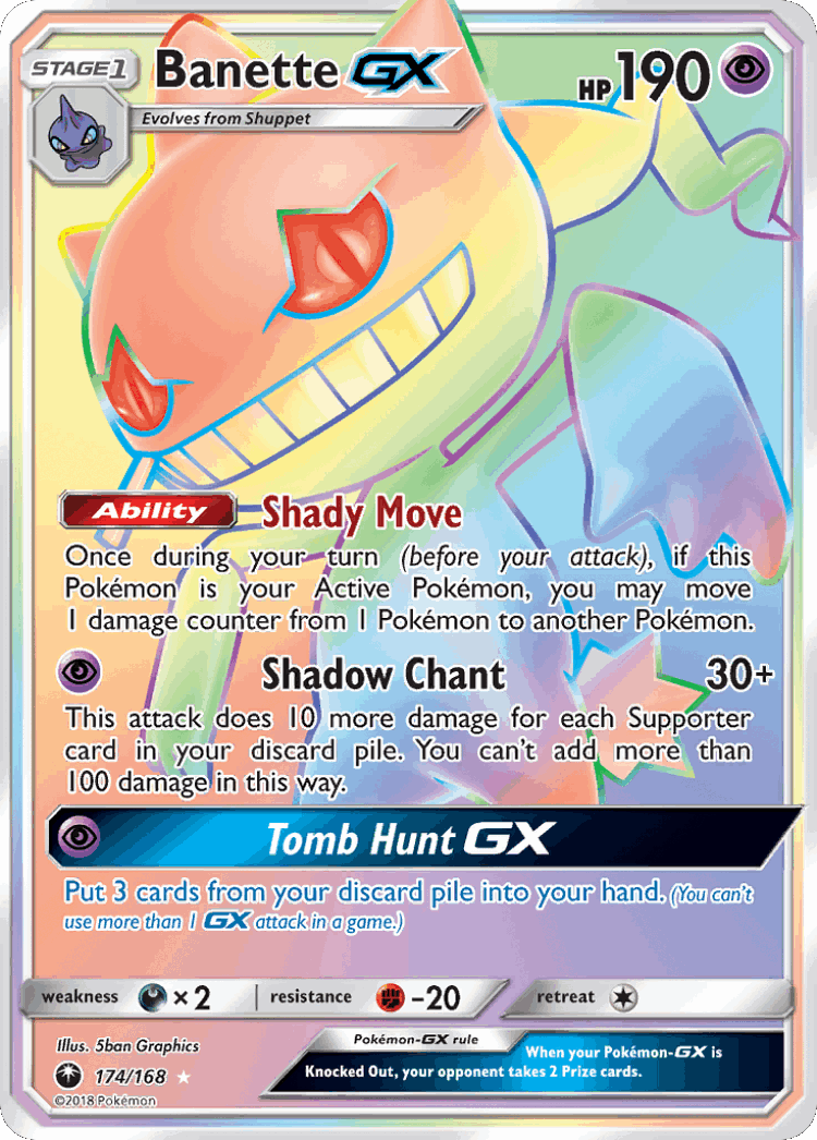 Banette-GX #174 from Celestial Storm - Rare Rainbow - Illustrated by 5ban Graphics