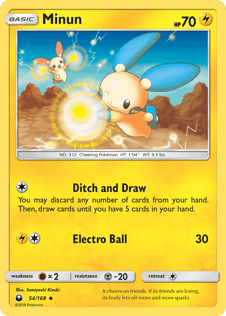 Minun #54 from Celestial Storm - Uncommon - Illustrated by Sumiyoshi Kizuki
