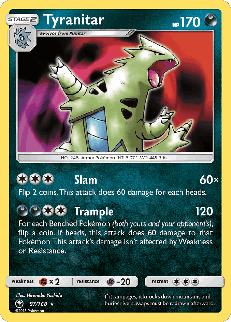 Tyranitar #87 from Celestial Storm - Rare Holo - Illustrated by Hironobu Yoshida