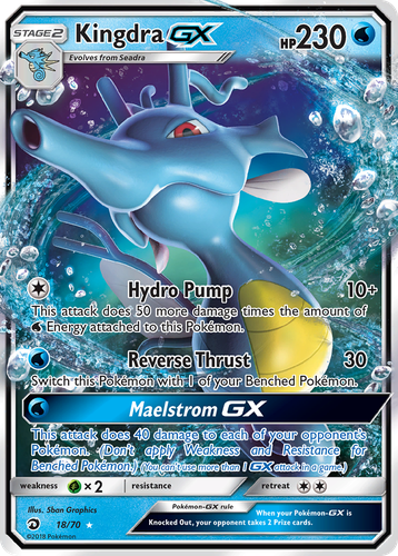 Kingdra-GX #18 from Dragon Majesty - Rare Holo GX - Illustrated by 5ban Graphics