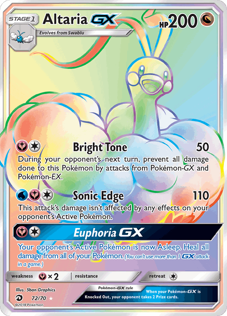 Altaria-GX #72 from Dragon Majesty - Rare Rainbow - Illustrated by 5ban Graphics