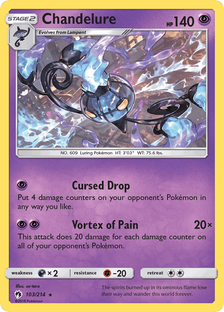 Chandelure #103 from Lost Thunder - Rare Holo - Illustrated by so-taro