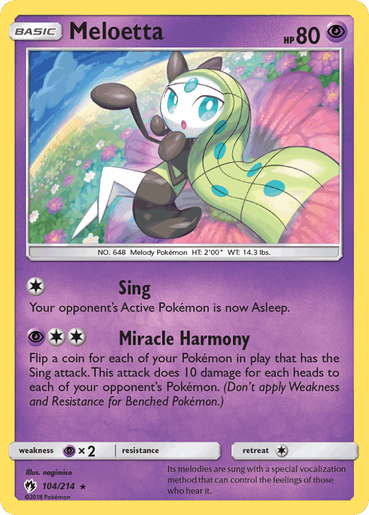 Meloetta #104 from Lost Thunder - Rare - Illustrated by nagimiso