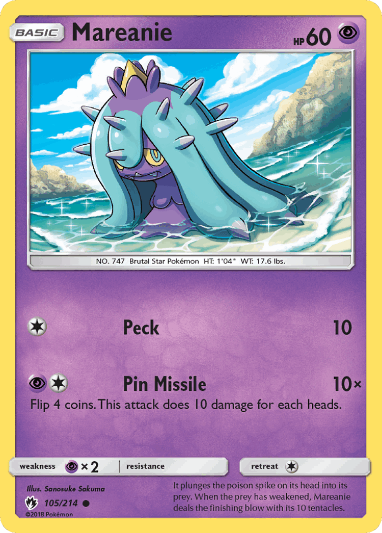 Mareanie #105 from Lost Thunder - Common - Illustrated by Sanosuke Sakuma