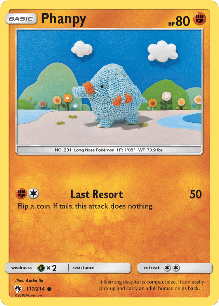 Phanpy #111 from Lost Thunder - Common - Illustrated by Asako Ito