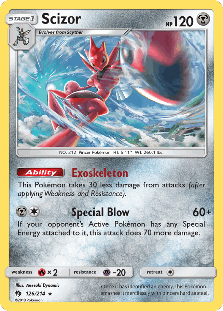 Scizor #126 from Lost Thunder - Rare Holo - Illustrated by Anesaki Dynamic