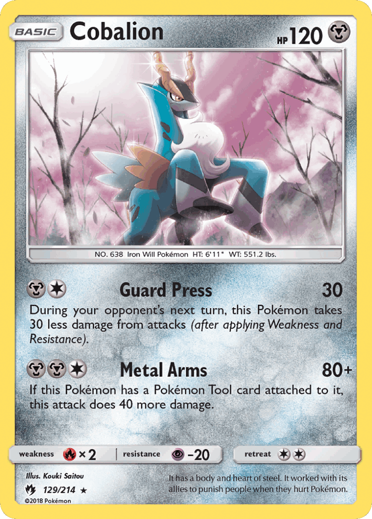 Cobalion #129 from Lost Thunder - Rare Holo - Illustrated by Kouki Saitou