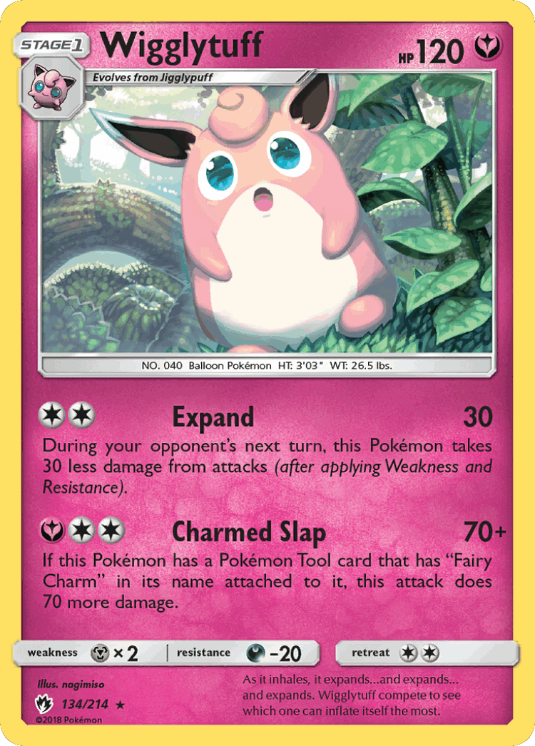 Wigglytuff #134 from Lost Thunder - Rare - Illustrated by nagimiso