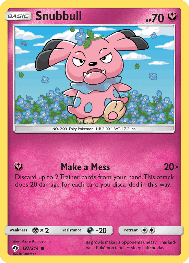 Snubbull #137 from Lost Thunder - Common - Illustrated by Akira Komayama